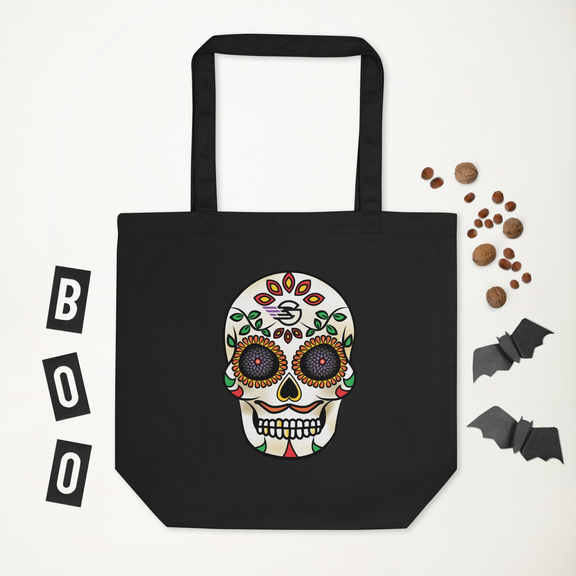 Gambyl Day of the Dead White Skull Eco Tote Bag
