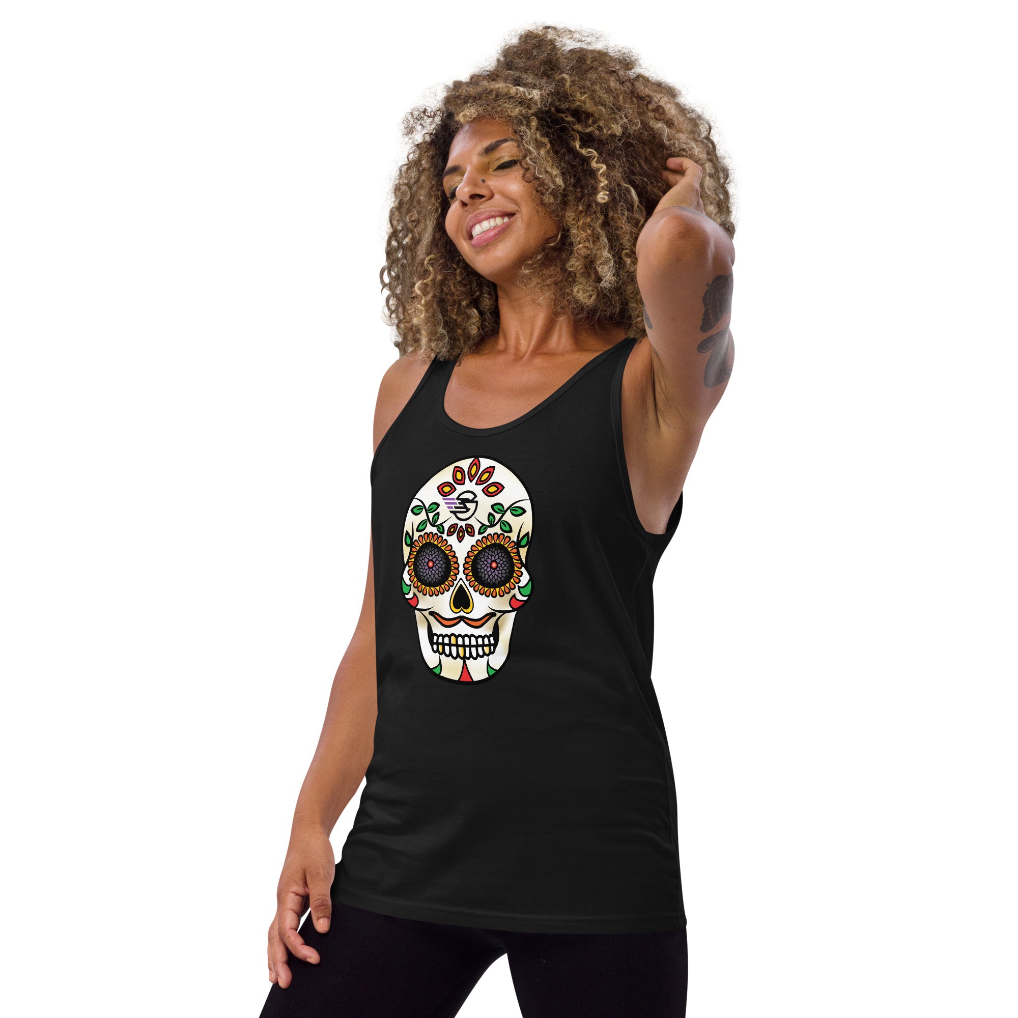 Gambyl Day of the Dead White Skull Unisex Tank Top