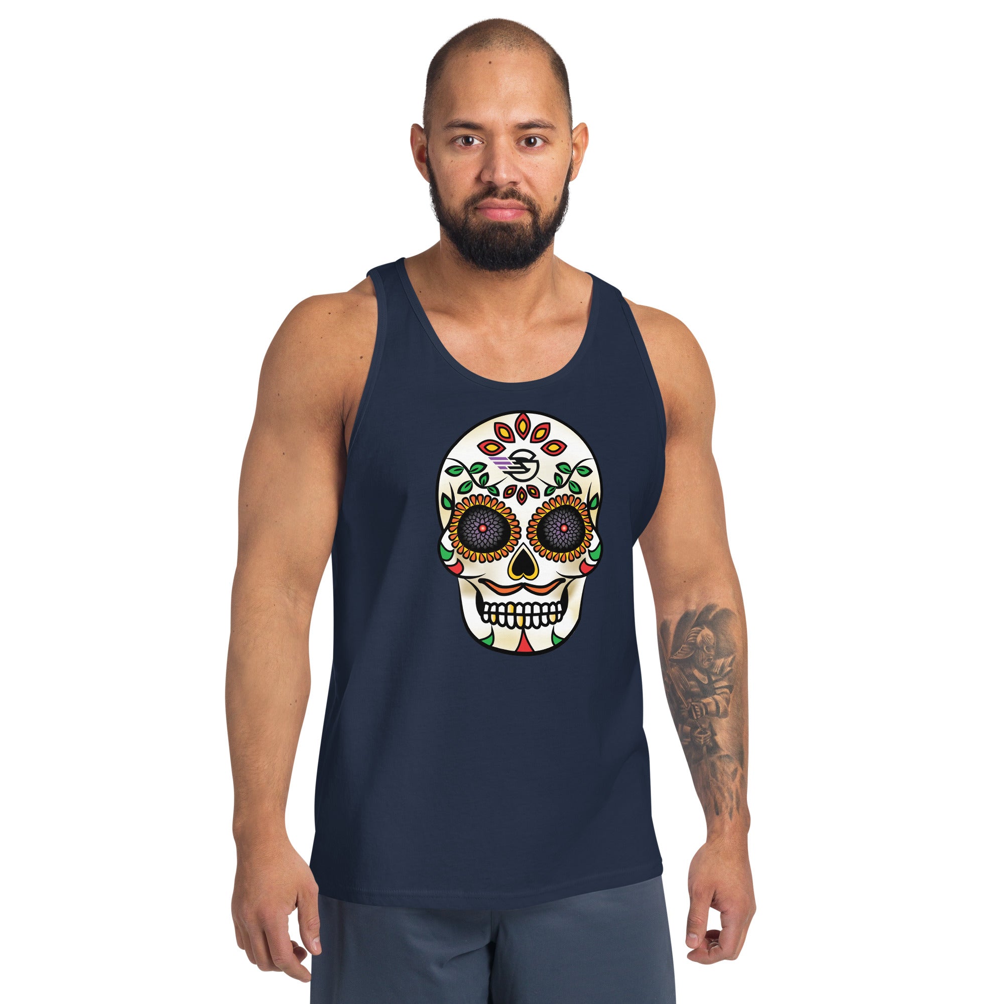 Gambyl Day of the Dead White Skull Unisex Tank Top