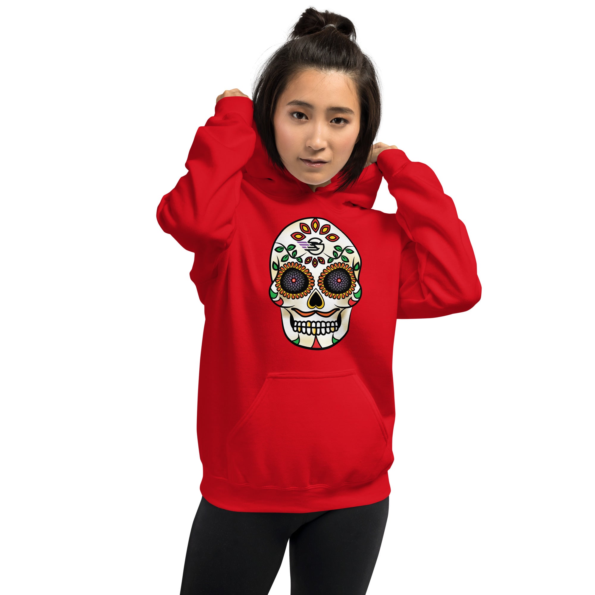 Gambyl Day of the Dead White Skull Unisex Hoodie
