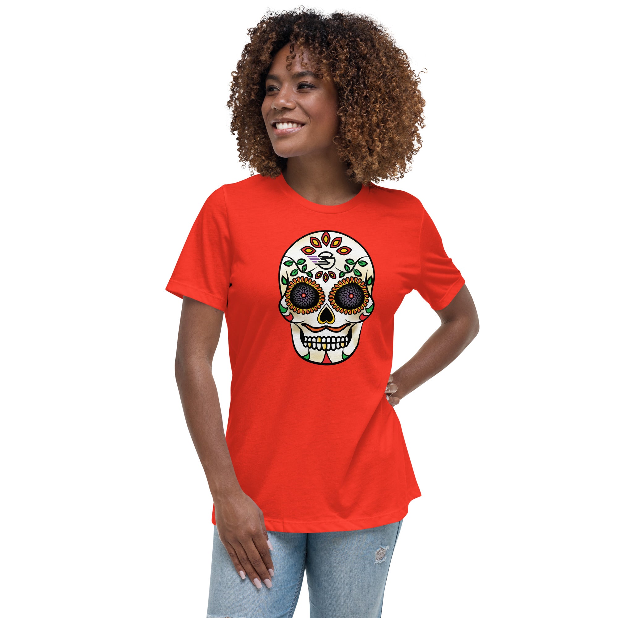 Gambyl Day of the Dead White Skull Women's Relaxed T-Shirt