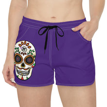 Load image into Gallery viewer, Gambyl Day of the Dead White Skull Women&#39;s Casual Shorts