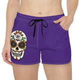 Shorts casuales para mujer Gambyl Day of the Dead White Skull (AOP)