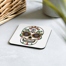 Load image into Gallery viewer, Gambyl Day of the Dead White Skull Cork-back coaster
