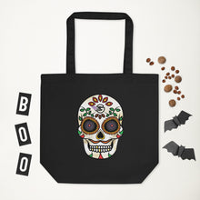 Load image into Gallery viewer, Gambyl Day of the Dead White Skull Eco Tote Bag