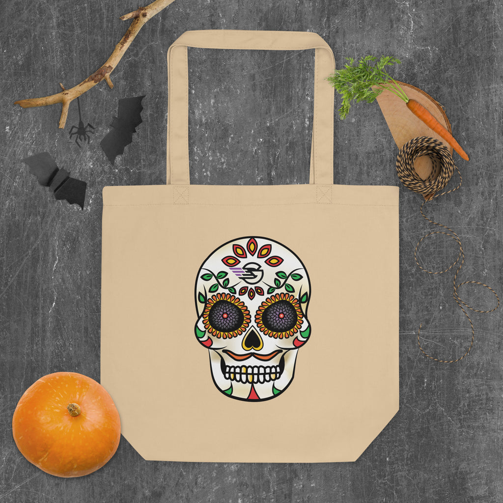 Gambyl Day of the Dead White Skull Eco Tote Bag