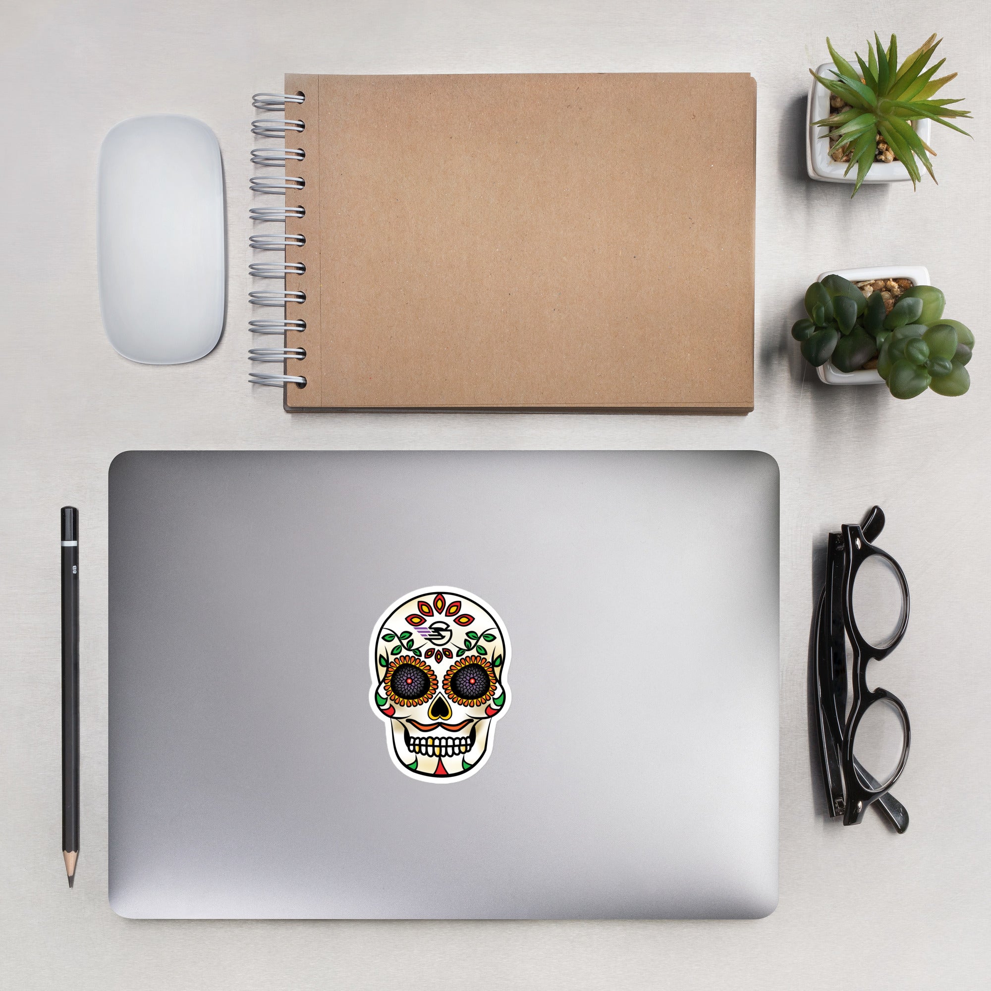 Gambyl Day of the Dead White Skull Bubble-free stickers