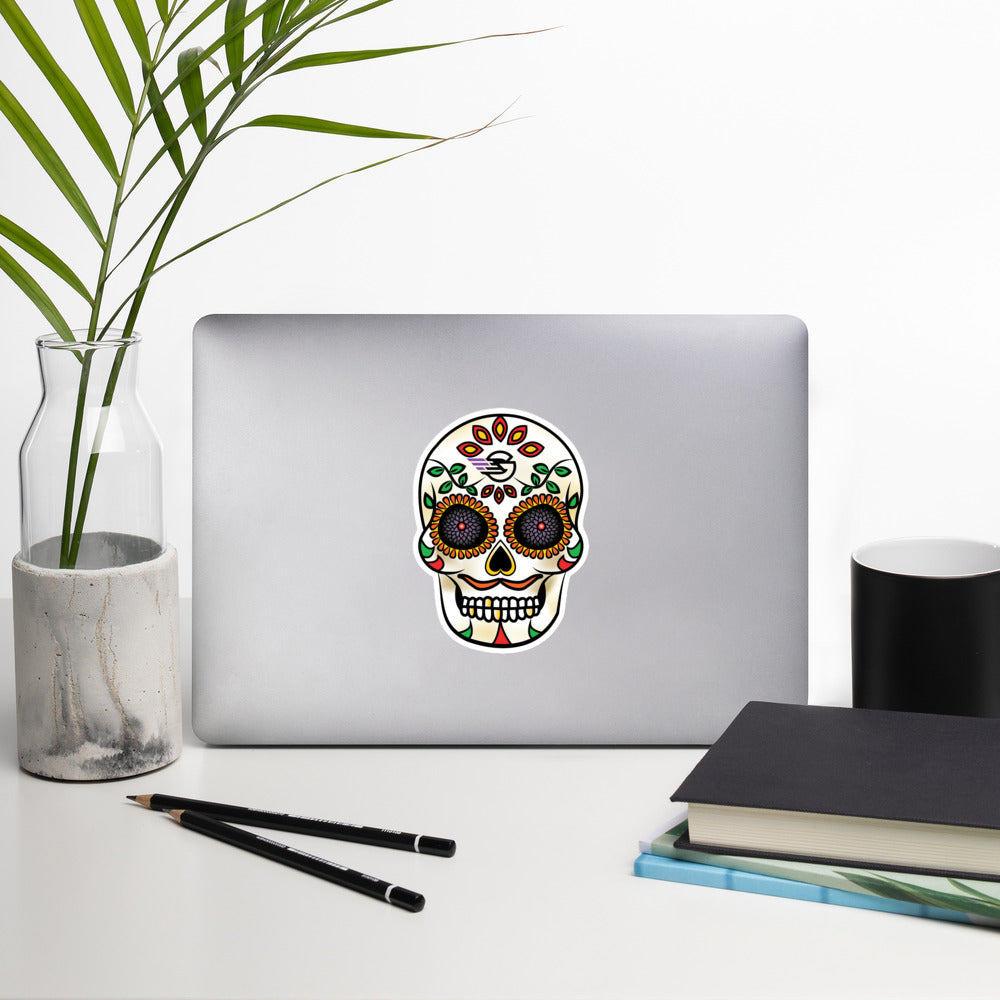 Gambyl Day of the Dead White Skull Bubble-free stickers
