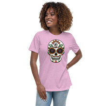 Load image into Gallery viewer, Gambyl Day of the Dead White Skull Women&#39;s Relaxed T-Shirt