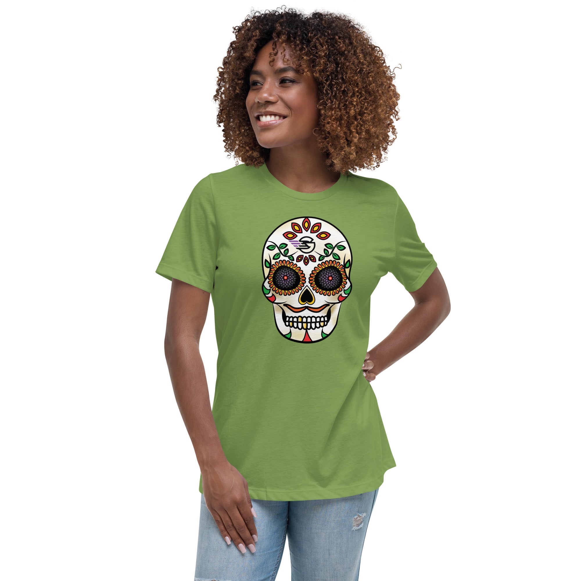 Gambyl Day of the Dead White Skull Women's Relaxed T-Shirt