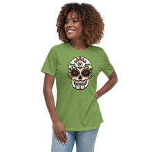 Load image into Gallery viewer, Gambyl Day of the Dead White Skull Women&#39;s Relaxed T-Shirt