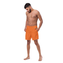 Load image into Gallery viewer, Orange Wave Swim Trunks